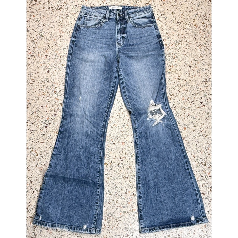 Willow + Root Women's 5 Pocket Distressed & Flared Denim Jeans Size 26x32